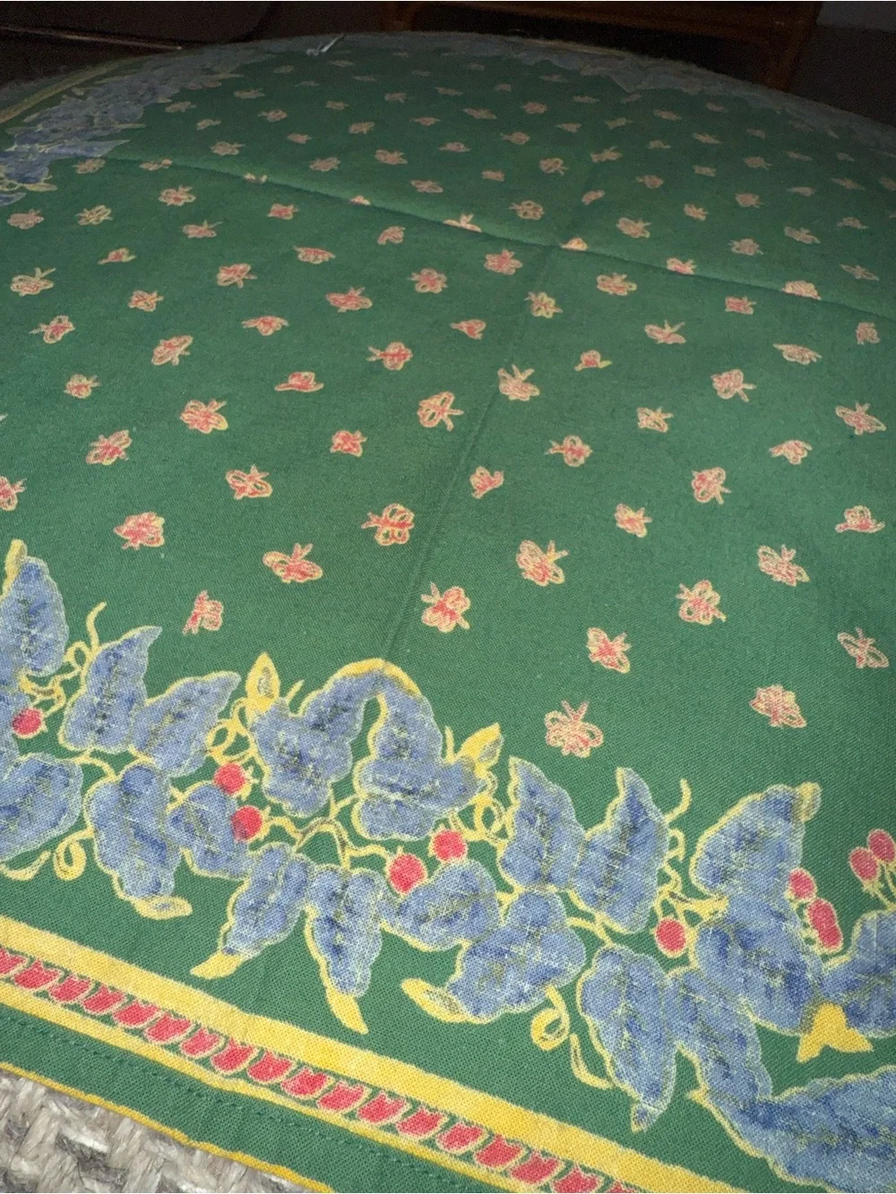 Set of 4 Green Floral French Country Square Cotton Table Napkins 19.5 Inches
